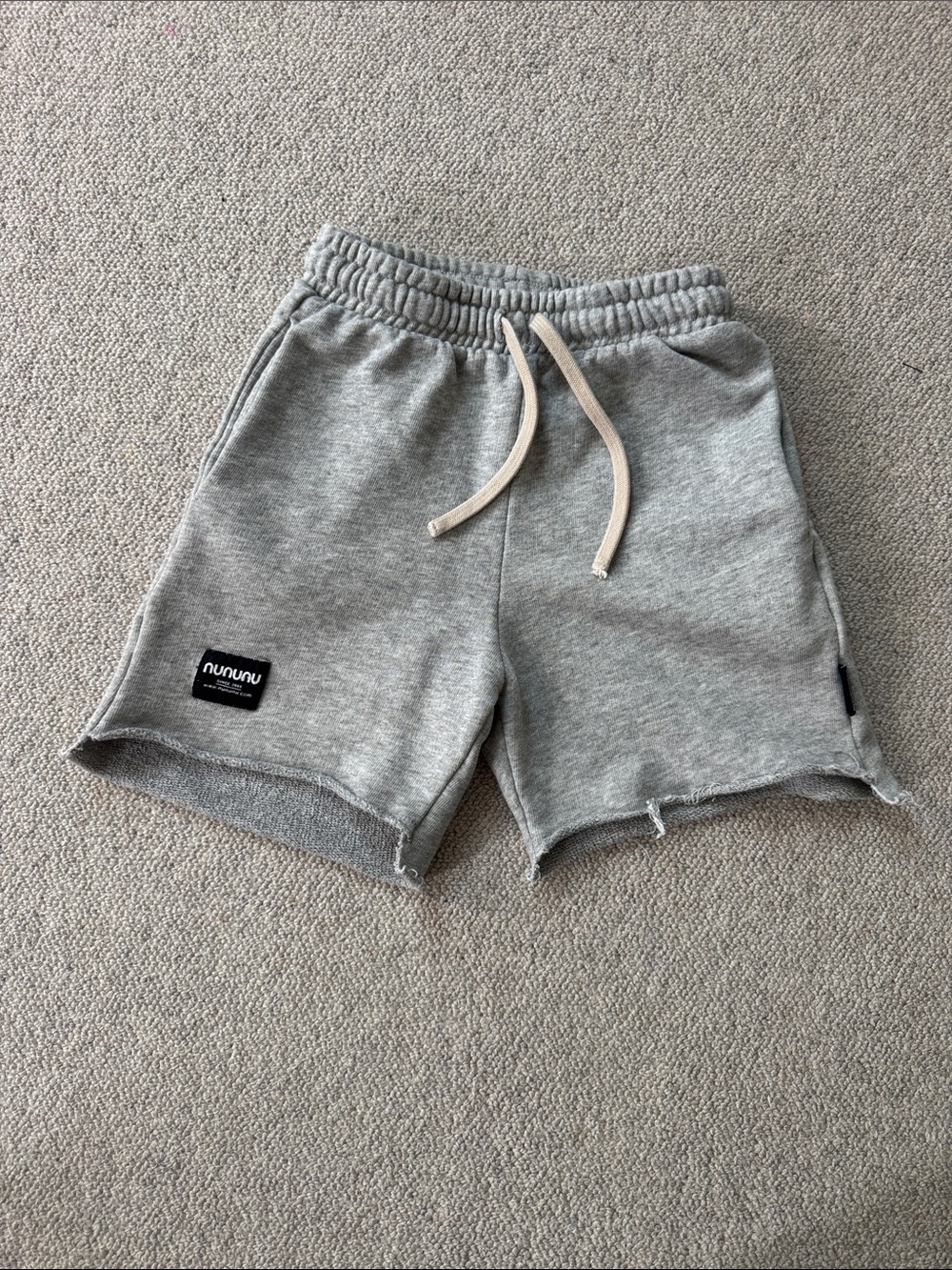 nununu Light Grey Raw-Edge Sweat Shorts